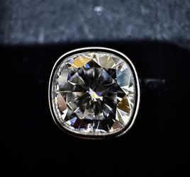 Moissanite 2 CT Bezel Cushion Ring (New)