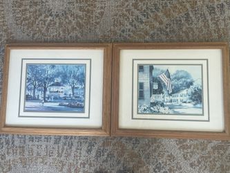 Set of 2 Framed Art Prints – Americana Style/Juego de 2 Cuadros Enmarcados – Estilo Americano