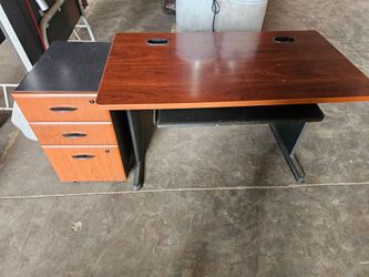 Desk and filing cabinet