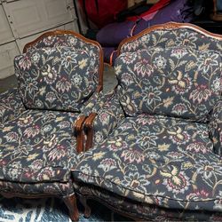 2 antique flower couches