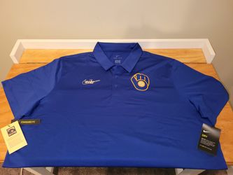 Milwaukee Brewers Nike Dri-Fit Polo Cooperstown Collection Classic NEW With Tags. 