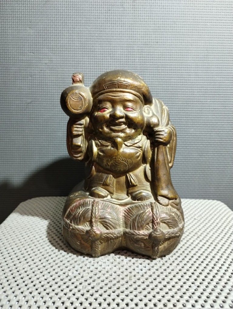 Antique Japanese God of Wealth Daikokuten Figurine