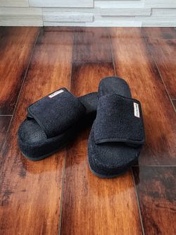 Hunter Original Adjustable Fleece Slide Sandals Black – UK 5 / US Women's 7