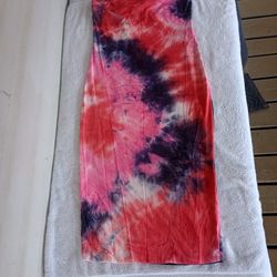 M &M strapless tie dye bodycon dress with lining Sz L