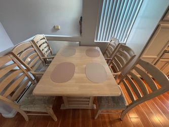 Rectangular Light-Wood Dining Table with 6 Matching Chairs - $150 OBO (ONLY SOLD AS A SET)