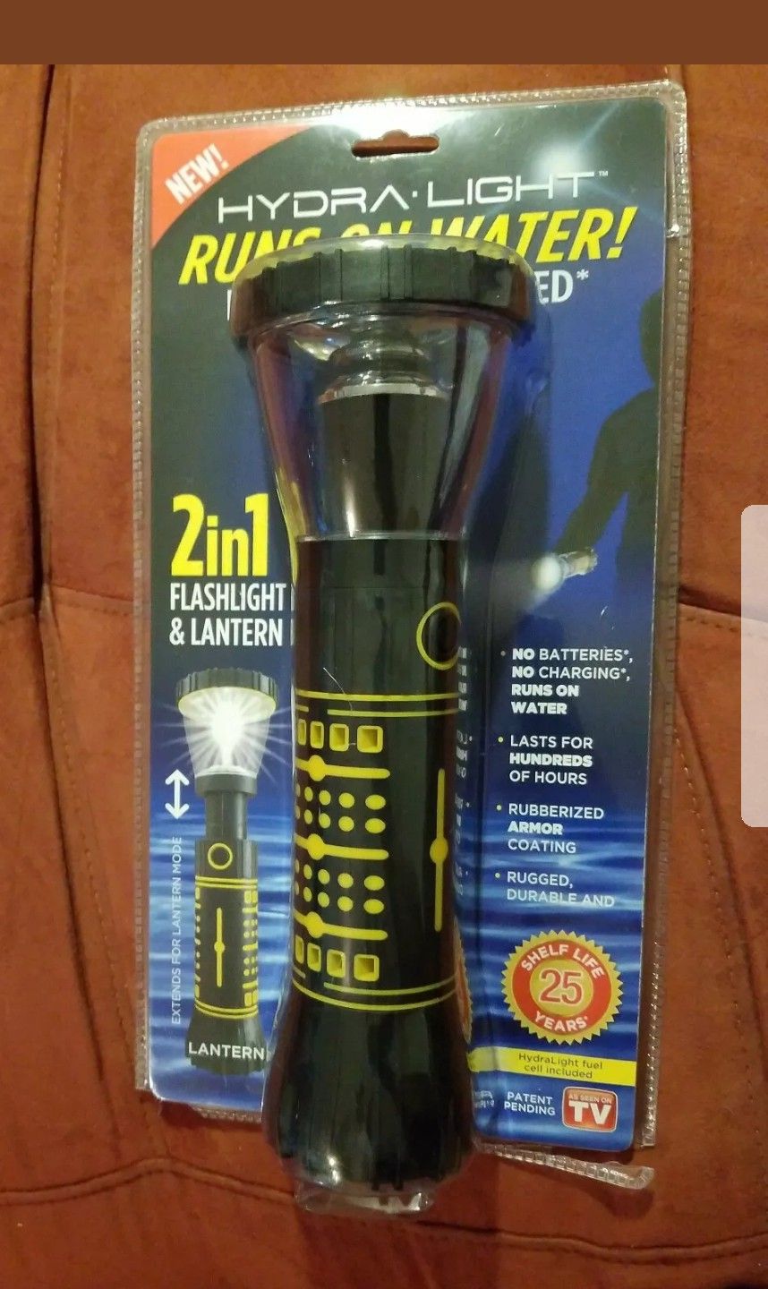 Hydra Light Flashlight & Lantern No Batteries Runs on Water Hydralight.