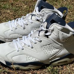 Size 15 Nike Air Jordan 6 Retro in the "Midnight Navy" colorway.