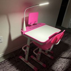 Pink Adjustable Kids Desk And Chair