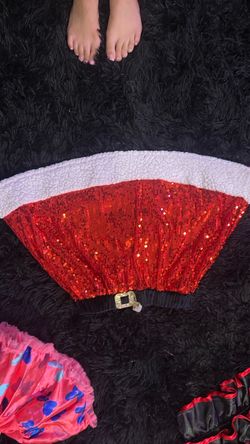 Red Sequin Santa Mini Skirt