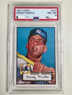 1952 TOPPS #311 MICKEY MANTLE YANKEES HOF PSA 8