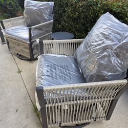 Outdoor 3pc Armchair  Set,  Swivel/ Rocking