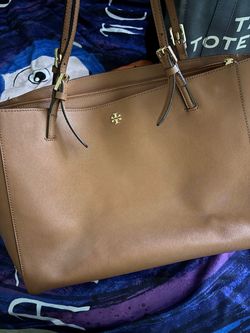 Tory Burch Tan Saffiano Leather Tote Bag