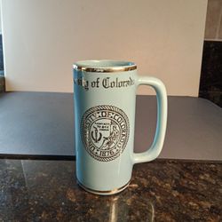 Vintage W. C. Bunting Co. Pottery University of Colorado Turquoise Stein 