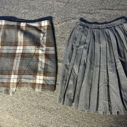 Skirts bundle size large plaid faux wool and gray pleated 