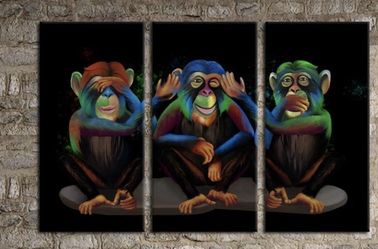 Wall Art See Hear Speak No Evil Monkeys Wall Art  16x32inchx3
