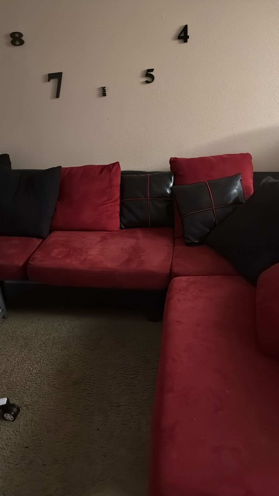 Red/black sectional couch