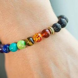 Seven Chakra Beaded Stretch Mala Bracelet