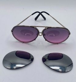 Porsche Design P’8478 M 60-10 Sunglasses Purple Lenses Extra Mirror Lenses