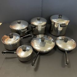 (15 Pieces) 1801 Revere Ware Copper Bottom Cookware (See Description Below)