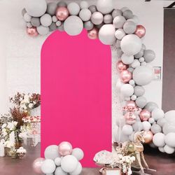 6.6ft Hot Pink Spandex Wedding Arch Cover, Stretch Wedding Arch Backdrop Cover, Wedding Arch Wall Covering for Ceremony, Recepti