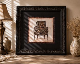 Vintage Tiger Print Chair Framed Art