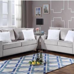 Silver Sofa And Loveseat