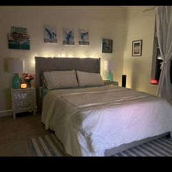 Gray Bed Frame And Box Spring 