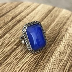 Blue Stone & Sterling Silver Ring SZ 4.75