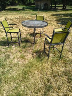 Steel patio table and chairs