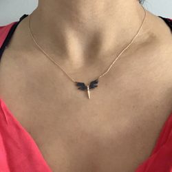 Sterling Silver Angel Necklace, Rose Gold Plated , Minimalist 