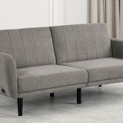Brand New Grey Futon Sofa Sleeper 