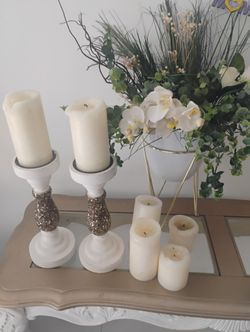 2 Candle Holder And 6 Huge Candles