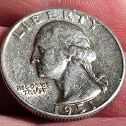 D- 1951 Silver Quarter Vintage Collectible Original 