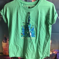 Disney Parks Children’s Youth Castle Sequin Shirt Size XL