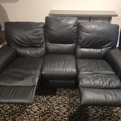 Leather (Black) Recliner couch 
