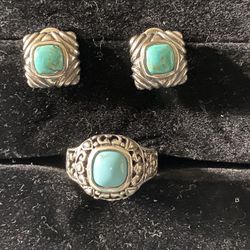 Turquoise Ring and Earring Set