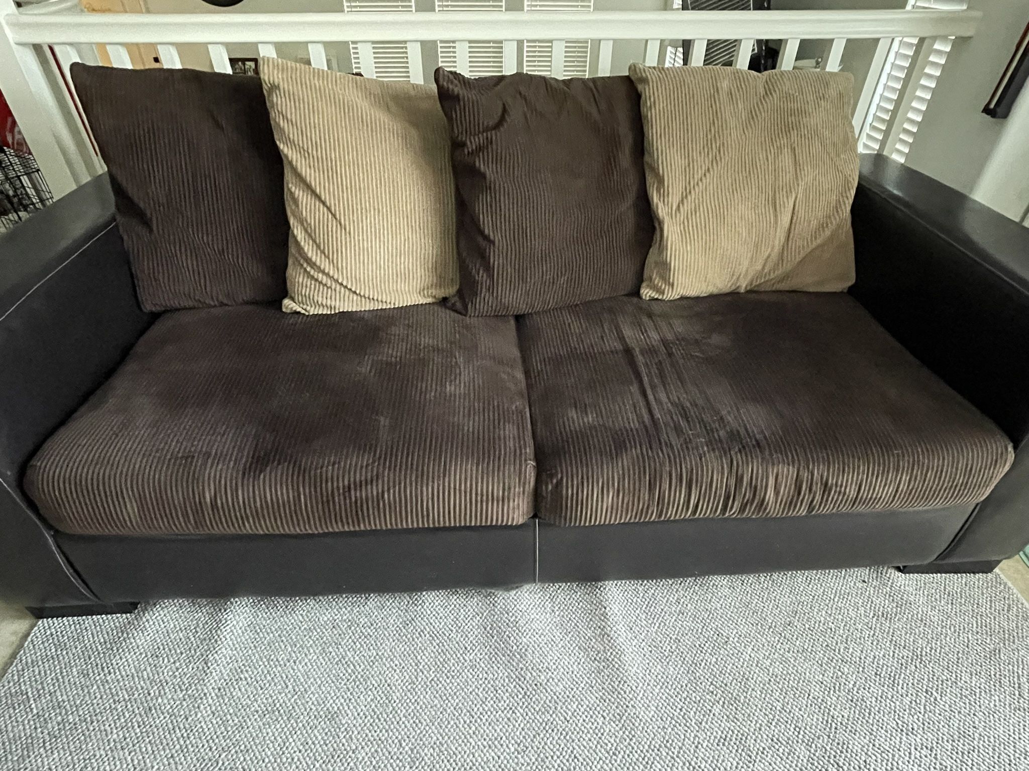 Brown Couch with Cushions