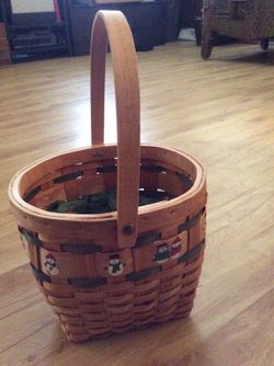 Snowman basket hand painted new