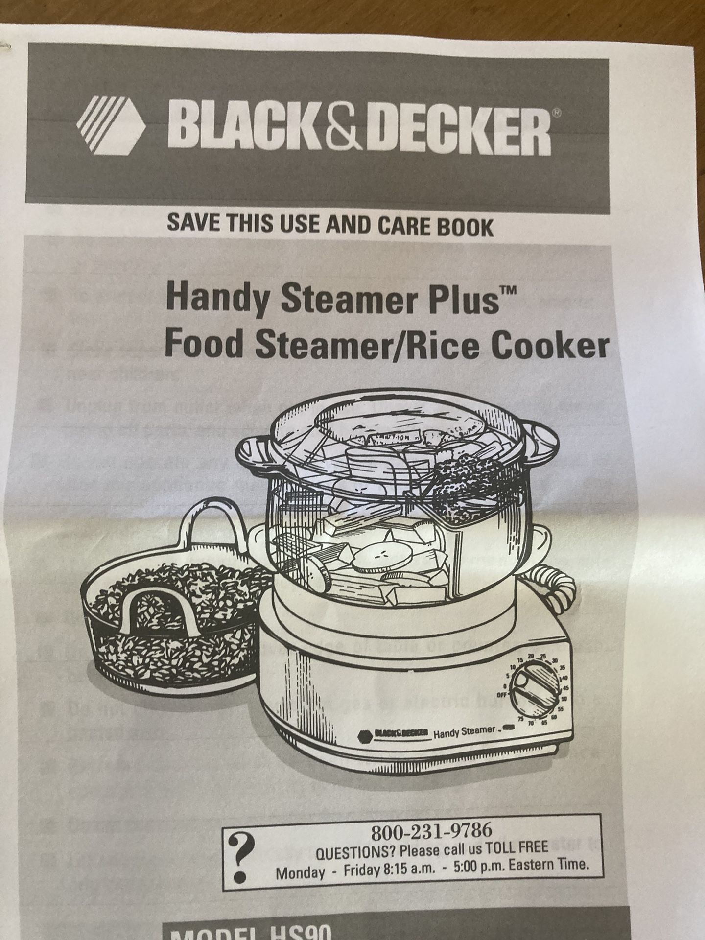 Black & Decker Handy Steamer Plus Food Steamer/Rice Cooker for Sale in