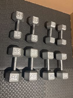 Set of Hex Cast Iron Dumbbells ( heavy) 40#, 35#, 30# and 25 #   In total: 260 pounds.