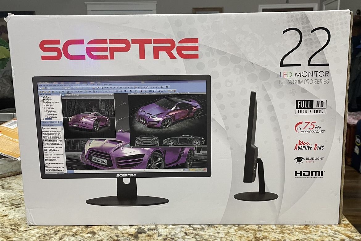 Sceptre New 22 Inch FHD LED Monitor 75Hz 2X HDMI VGA Build-in Speakers, Machine Black (E22 Series)