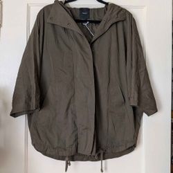 Forever 21 Grunge Fairy Hooded Coat Olive Green Size Small Zip On and Button On | Trench Coat Style