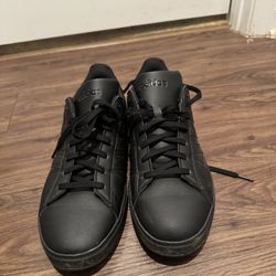 Adidas Men's Black Leather Sneakers