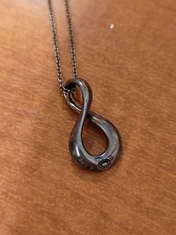 George Jensen Vintage Sterling Silver Infinity Pendant And Original 20" Chain
