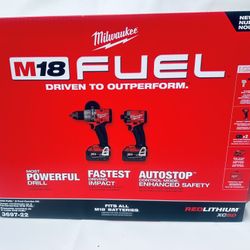 Milwaukee M18 FUEL 18-V Lithium-Ion Brushless Cordless Hammer Drill and Impact Driver Combo Kit (2-Tool