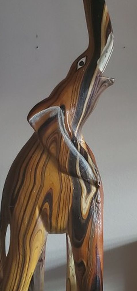 Wood Carved Elephant Figure