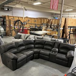 Dark Grey Recliner Sectional Couch New (in Store) 