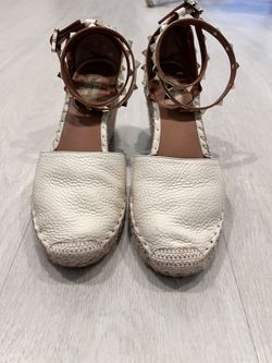 Valentino Rockstud Double leather wedge espadrilles size 40