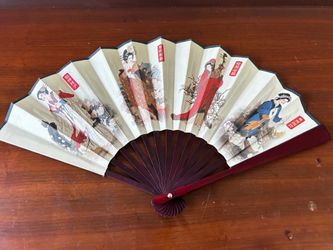 Vintage Decorative Asian Folding  Fan Four Chinese Beauties 四大美女 for Dance