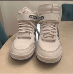 Blue and White High Top Adidas  8 1/2 Men